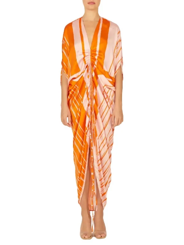 Women's Sheath DressesCloister Dress In Orange Pink Stripes