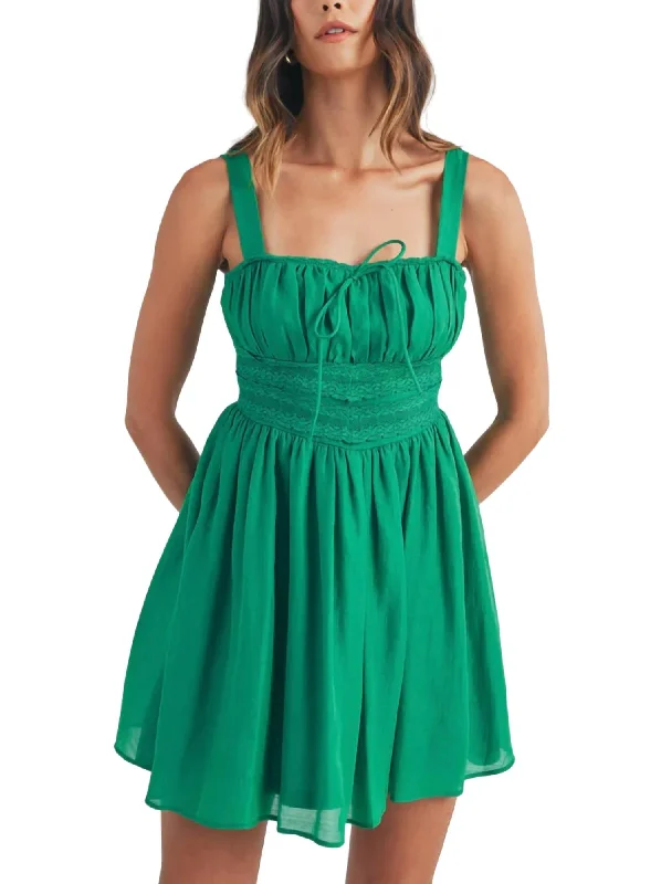 Women's Mini DressesLace Trimmed Dress In Green