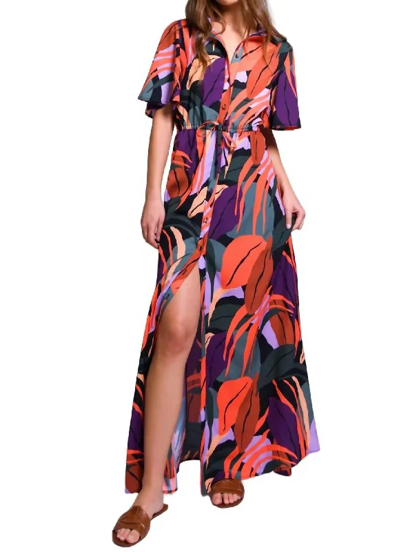 Women's Keyhole-Neck DressesLayton Dress In Multi Leaf