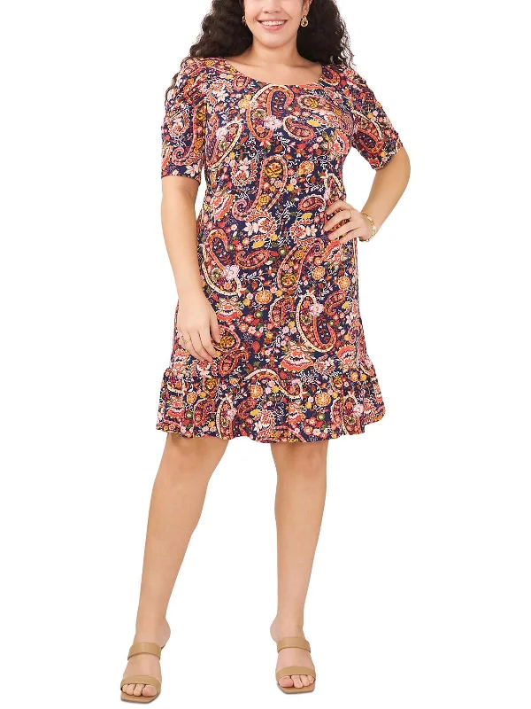 Women's High-Low DressesPlus Womens Knee-Length Printed Shift Dress