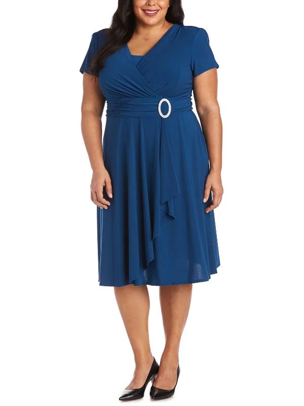 Women's Maxi DressesPlus Womens Matte Jersey Short Sleeves Cocktail Dress