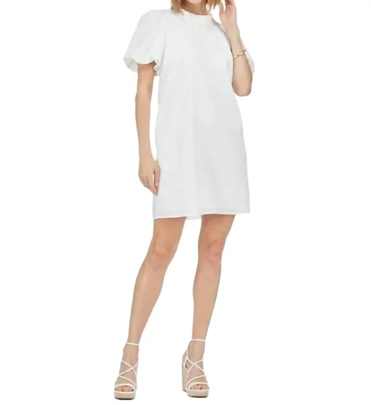 Women's Sweetheart Collar DressesPuff Sleeve Dress In White