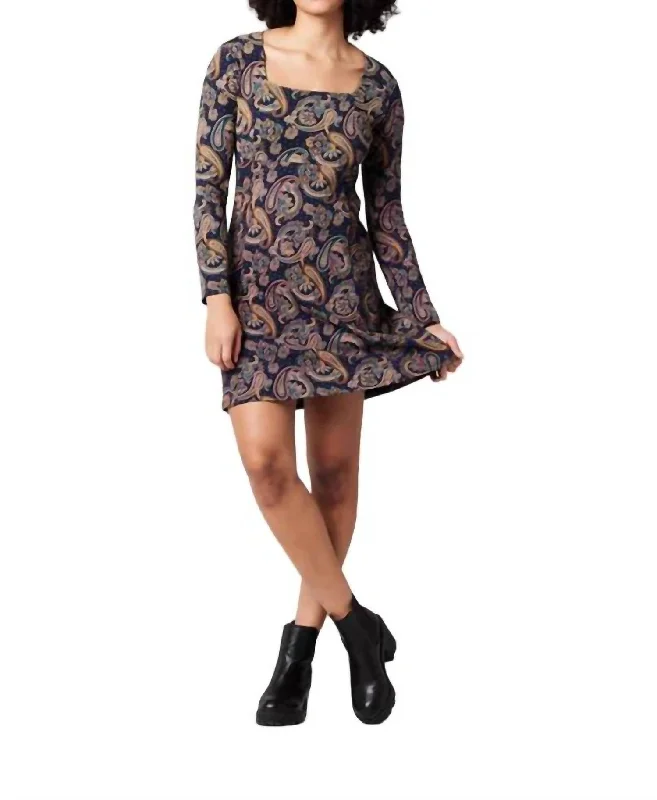 Women's Peter Pan Collar DressesSonnet Dress In Dark Blue Paisley