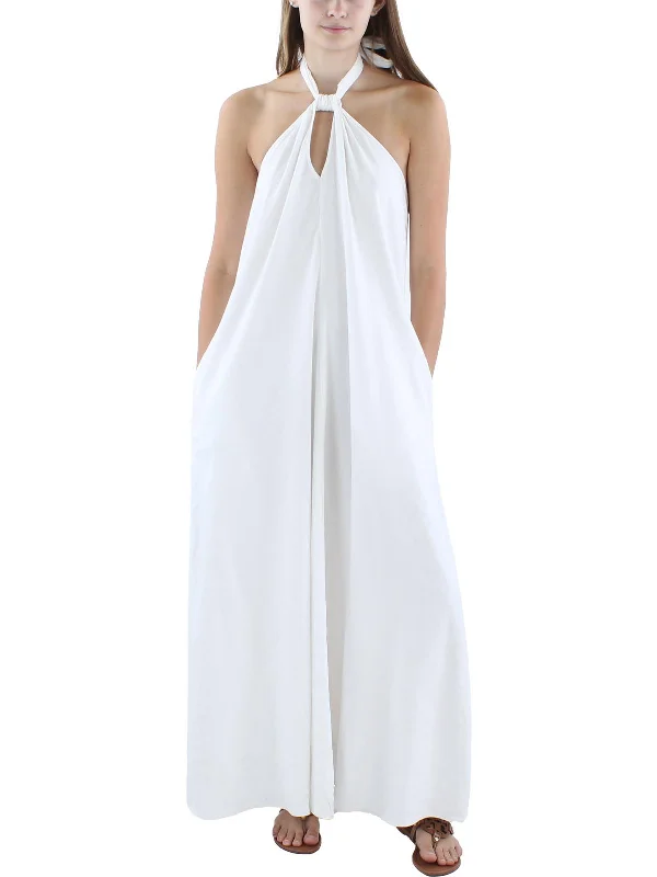 Women's Narrow Collar DressesWomens Linen Halter Sundress