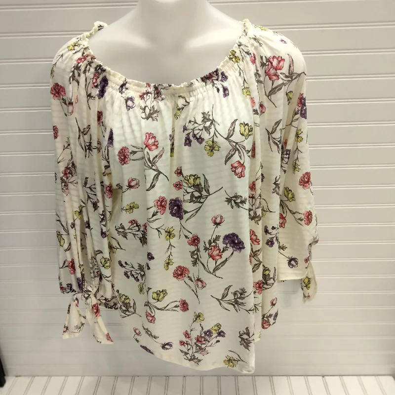 Women's Blouse with Boat CollarTop 3/4 Sleeve By Lauren By Ralph Lauren  Size: 3x