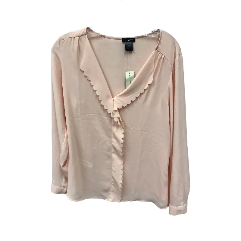 Women's Blouse with U-Shaped CollarTop Long Sleeve By Ann Taylor  Size: S