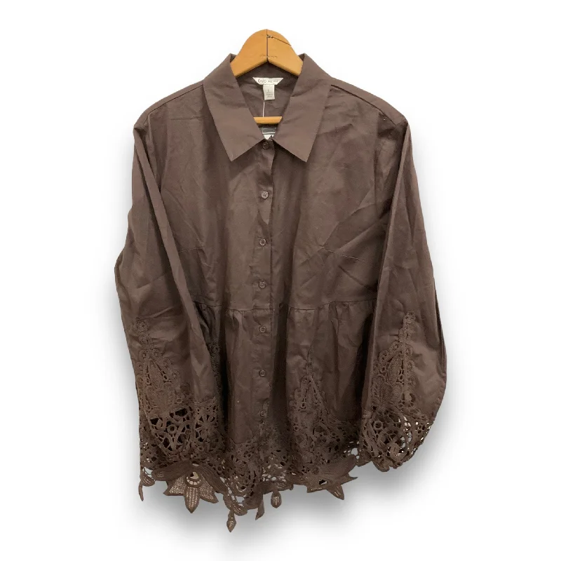 Women's Blouse with Gathered SleevesTop Long Sleeve By Cato  Size: L