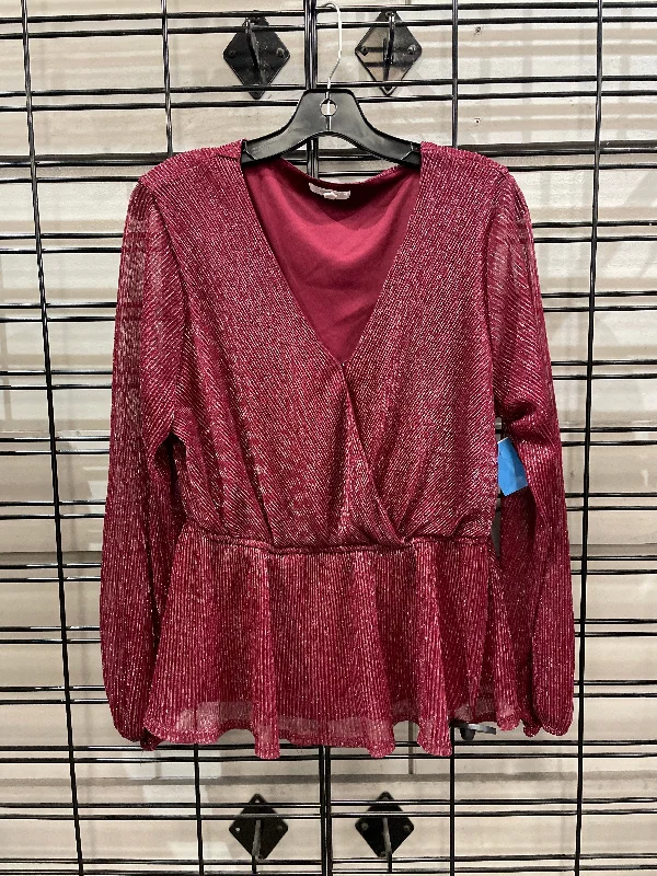 Women's Blouse with Lapel CollarTop Long Sleeve By Maurices  Size: L