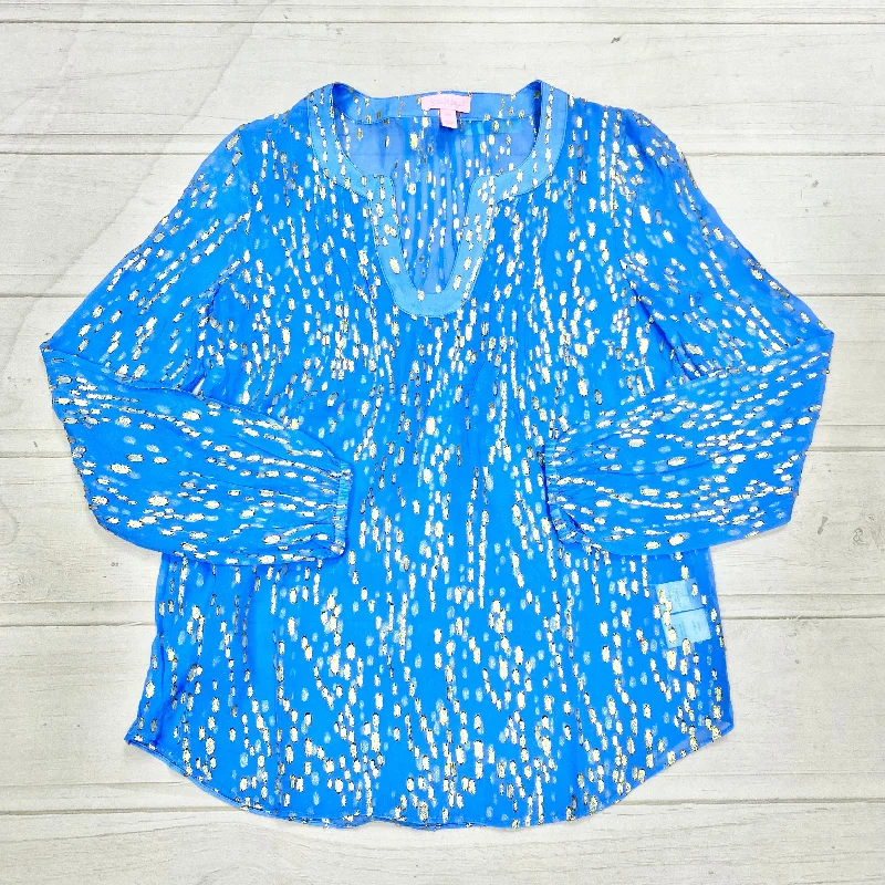 Women's Blouse with FlouncesTop Long Sleeve Designer By Lilly Pulitzer  Size: Xxs