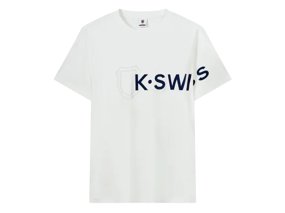 men's crewneck sweater with ribbed hem109869-115 | MEN'S K-SWISS LOGO LOOSE FIT COTTON T-SHIRT | WHITE/SPECIAL