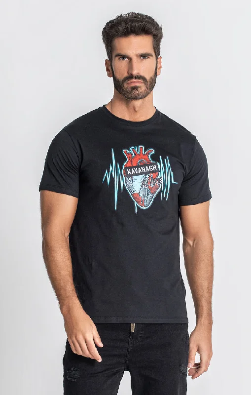 men's graphic tee with sloganBlack Heartbeat Tee