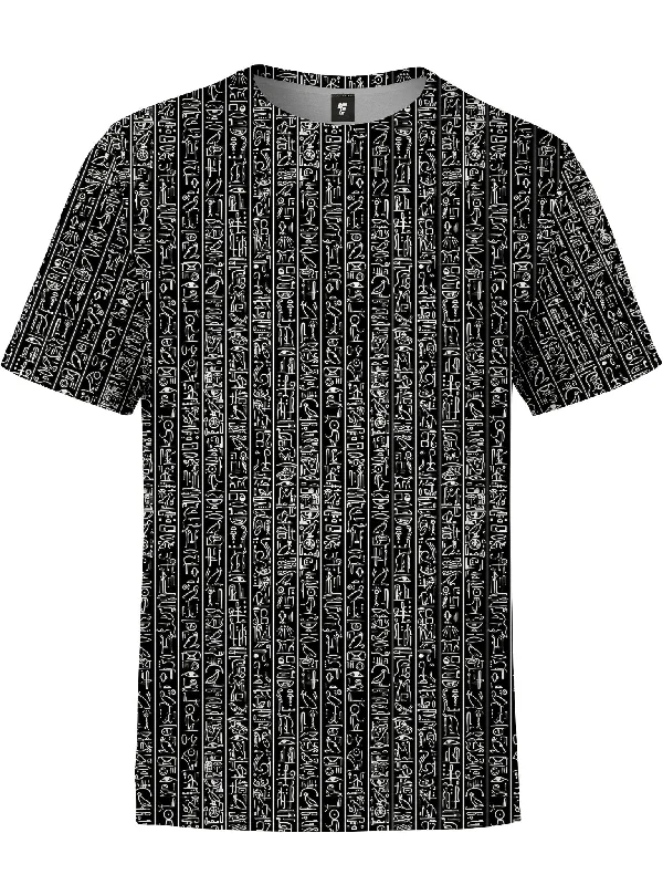 men's slim-fit button-down shirt with wrist cuffsEgyptian Glyphs (Black) Unisex Crew