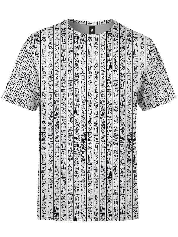 men's henley shirt with contrast color sleevesEgyptian Glyphs (White) Unisex Crew