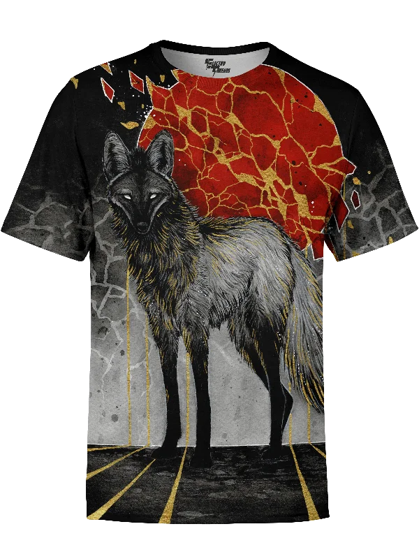 men's fleece-lined hoodie with zippered sleevesGold Maned Wolf Unisex Shirt