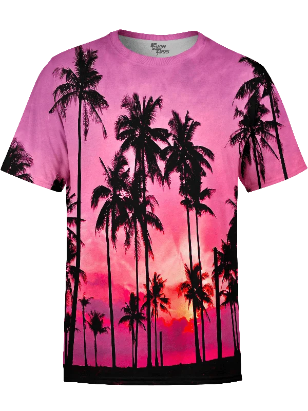 men's denim shirt with embroidered patchesPink Sunset Unisex Crew