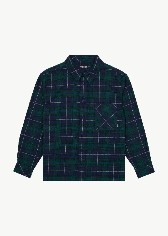 men's shirts for a slender body typeAFENDS Mens Questions - Flannel Shirt - Navy