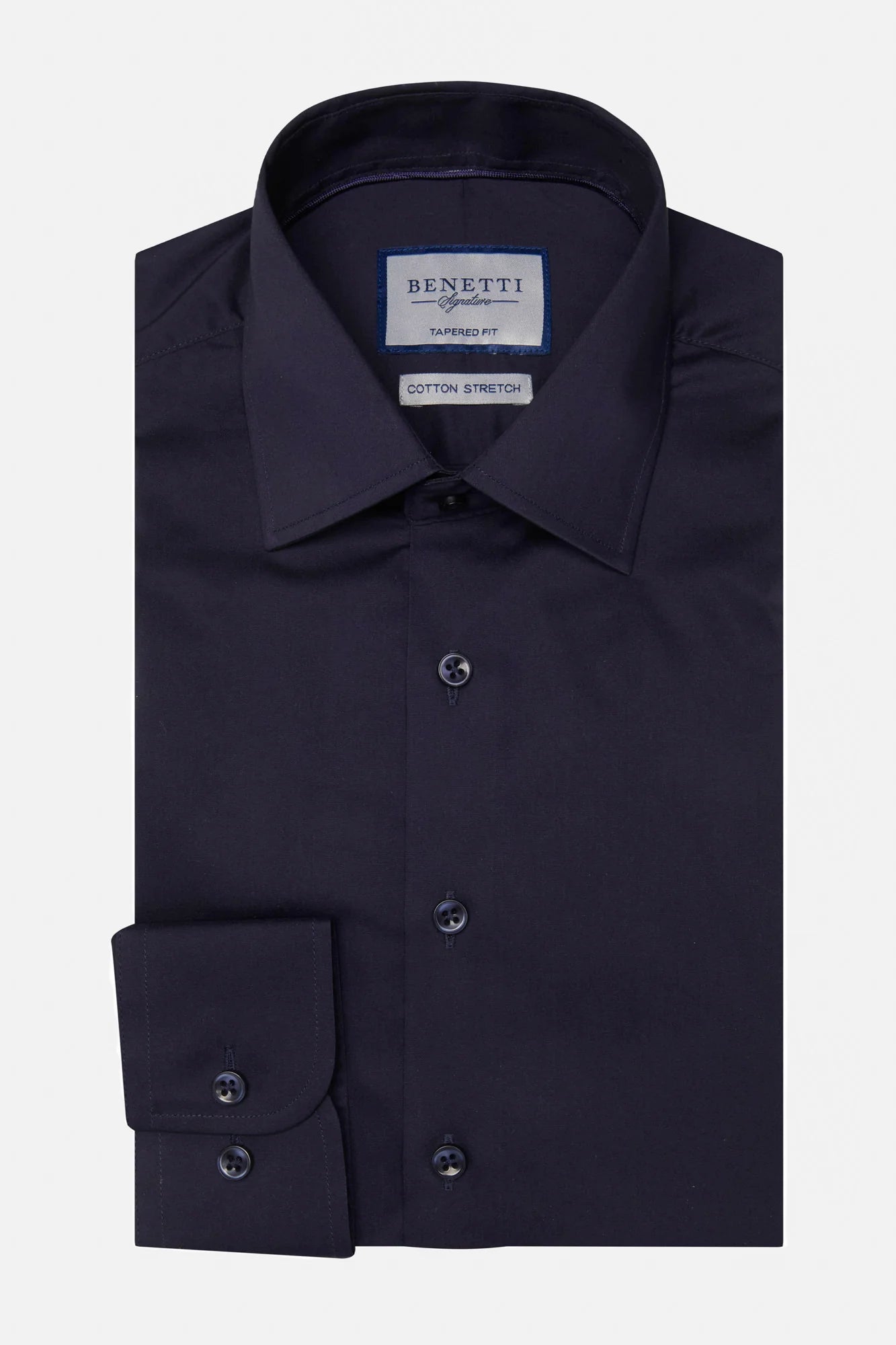 men's checkered dress shirts for business casualBenetti Cotton Stretch Shirt -Oscar Navy