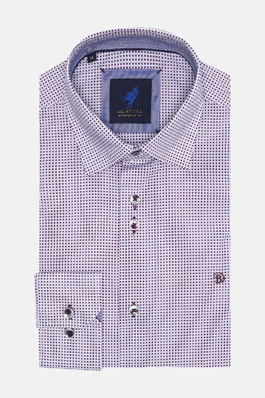 men's tailored-fit dress shirts for office wearBenetti Fashion Shirt - Bordo