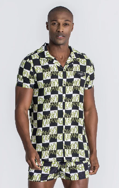 patterned men's dress shirts for a unique twistCheckerboard Print Hawaiian Shirt