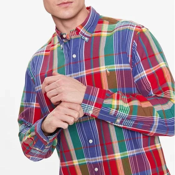 plus-size men's casual shirts with room to moveOxford Shirt - Plaid - Red/Blue Multi