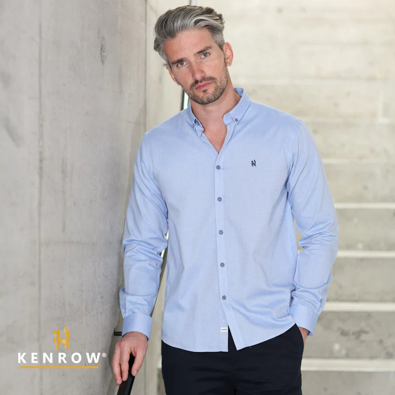 year-round men's dress shirts suitable for all seasons.KENROW REGULAR FIT DRESS SHIRT -SKY BLUE