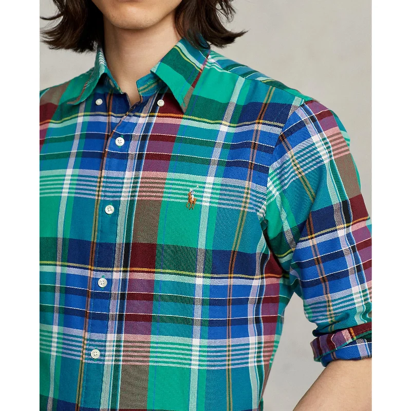 affordable slim-fit men's dress shirtsOxford Shirt - Plaid - Bright Green, Blue, Red