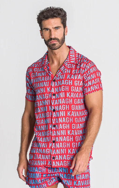 men's plaid casual shirts for casual FridaysRed Typo Shirt