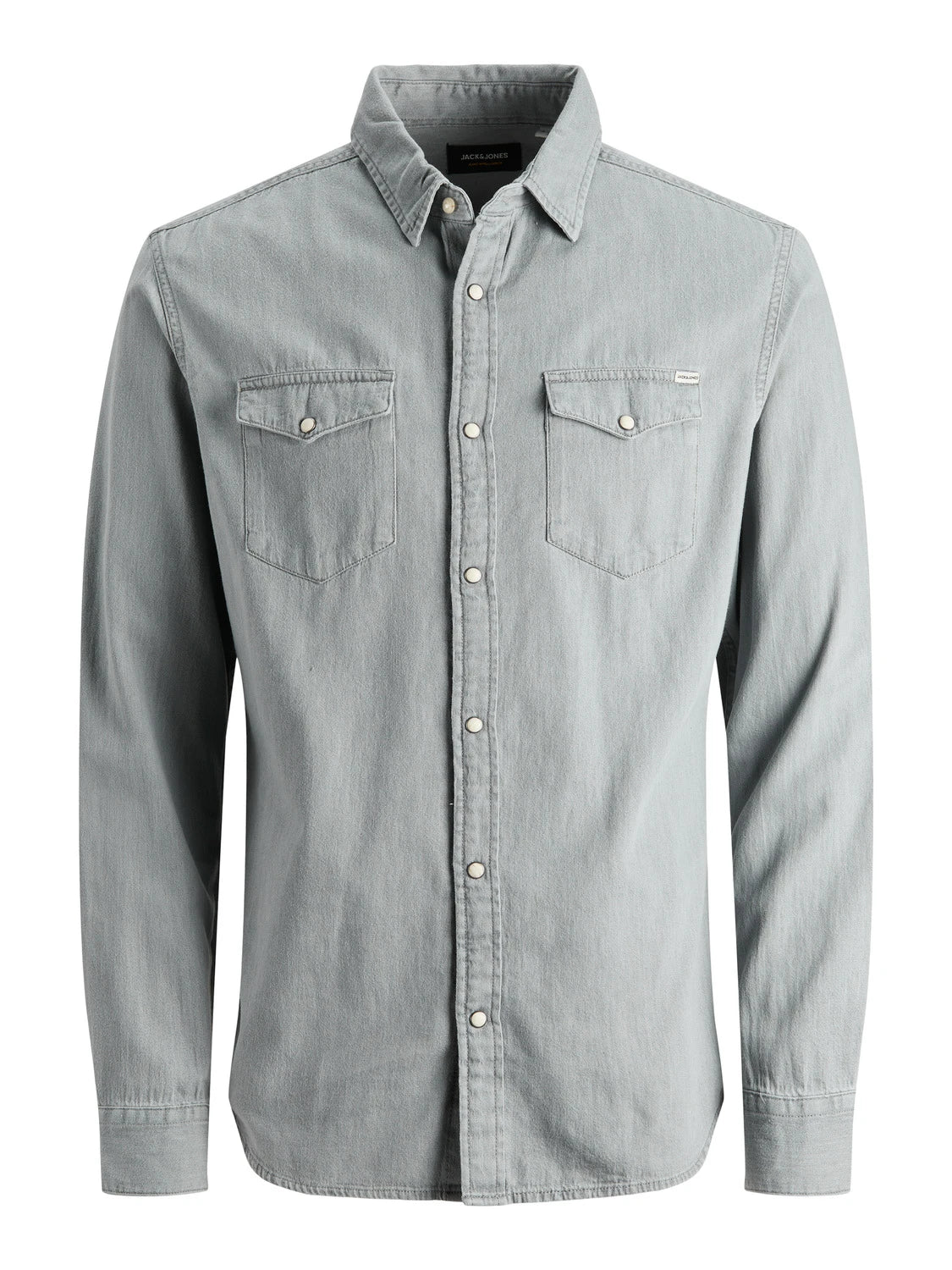 tropical floral men's shirts for summer vibesSlim fit Soft Touch Denim Shirt -Light Grey Denim