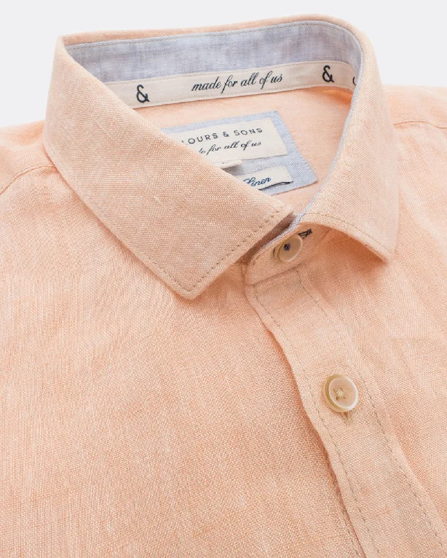 vintage-inspired men's dress shirtsLinen Shirt - Soft Carrot