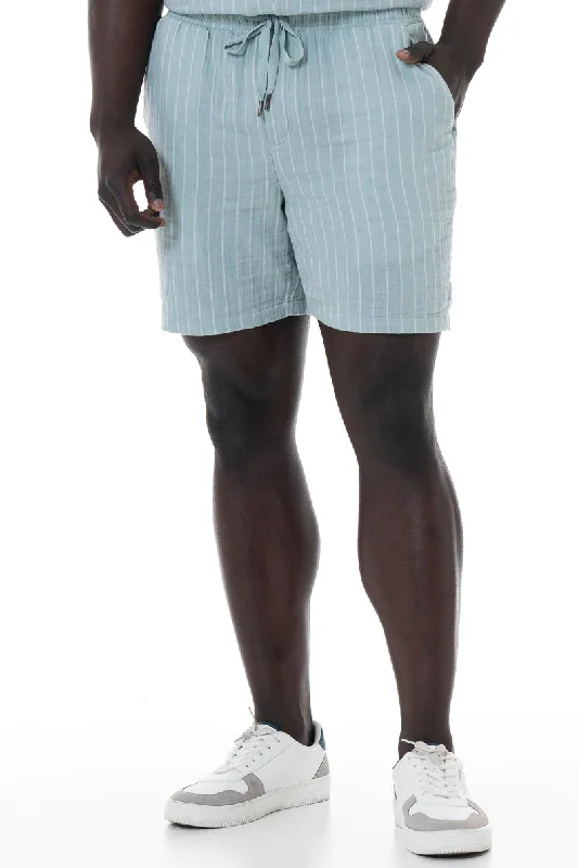 Men's tailored shorts for summer eventsStriped Pull-On Shorts _ 151870 _ Sage