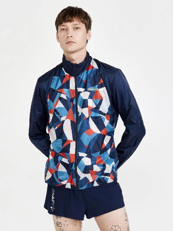 men's denim jacket with leather patchesMen's PRO Dazzle Camo Running Jacket