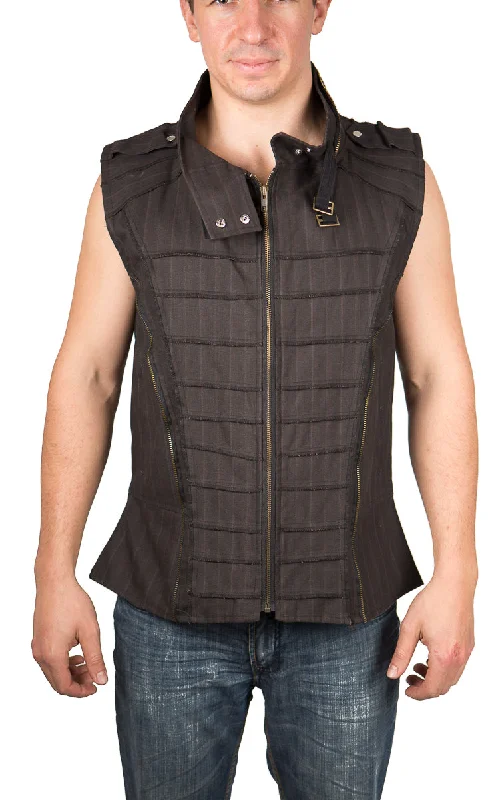 men's peacoat with double-breasted buttonsDenim Steampunk Vest