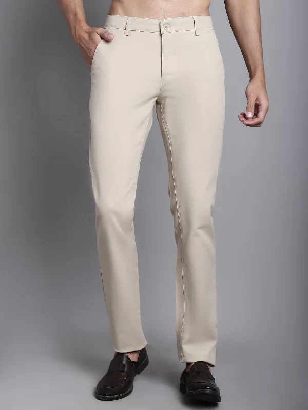 Men's yoga pants for flexibilityMen's Casual Flat front Beige  Trousers