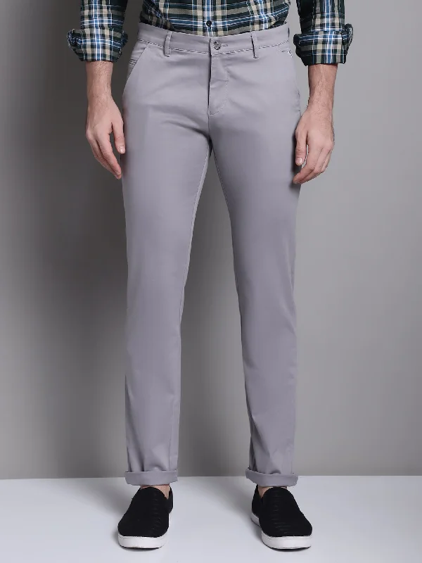 Men's slim-fit jeansMen's Casual Flat front Grey  Trousers