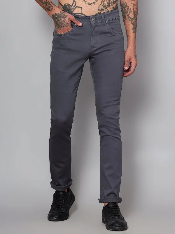 Men's tailored wool pants for winter formalityMen's Casual Flat front Grey  Trousers