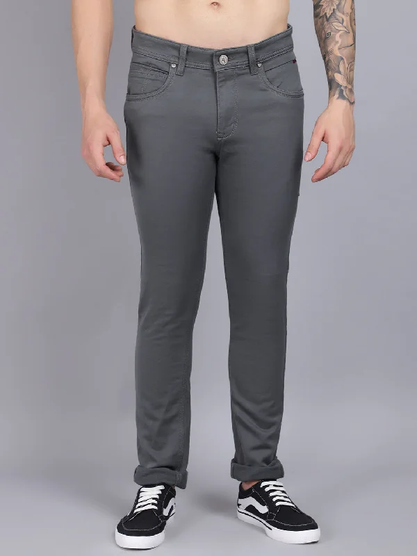 Men's leather pants for a rockstar lookMen's Casual Flat front Grey  Trousers