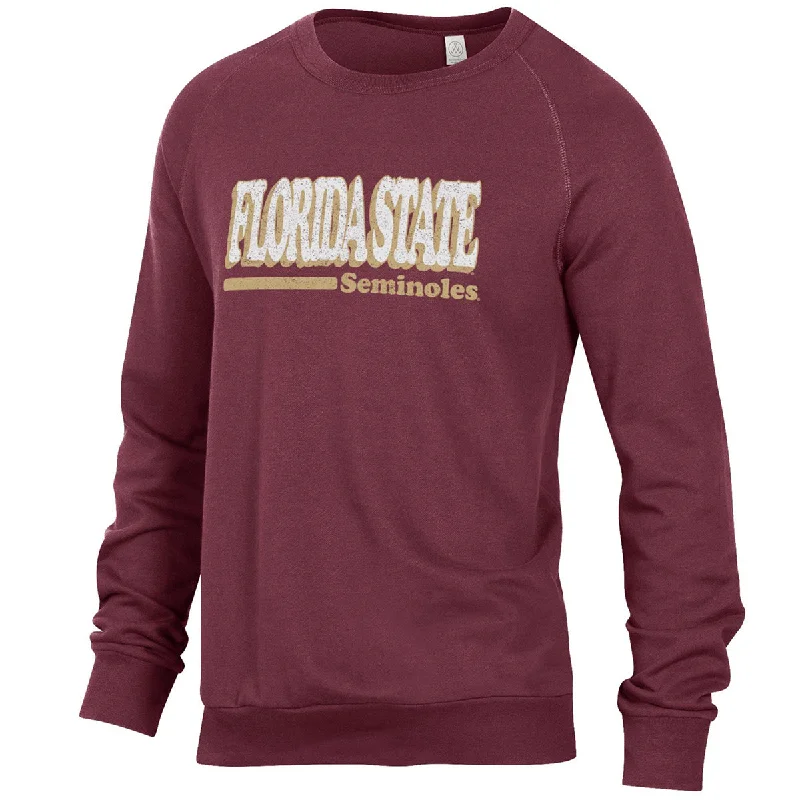 Men's hooded sweatshirt for cyclingAlternative Apparel Men's Florida State Seminoles Vintage Tri-blend Crew Sweat - True Currant