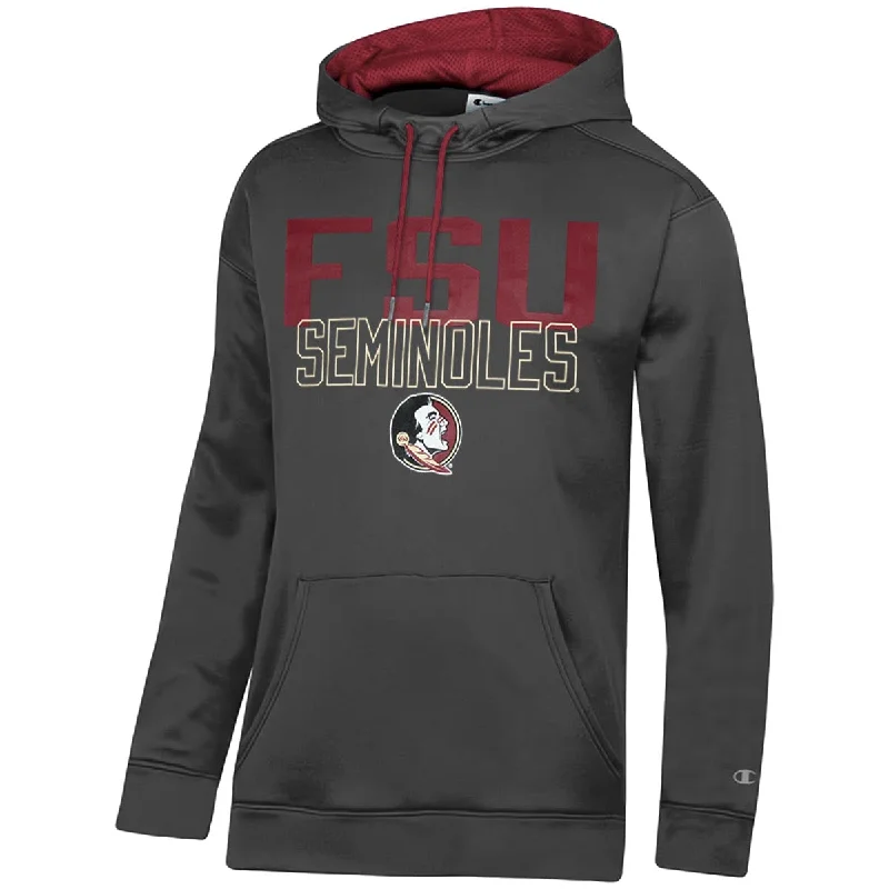 Men's hooded sweatshirt for styleChampion Men's FSU Seminoles/Seminole Logo Performance Hood - Gunsmoke