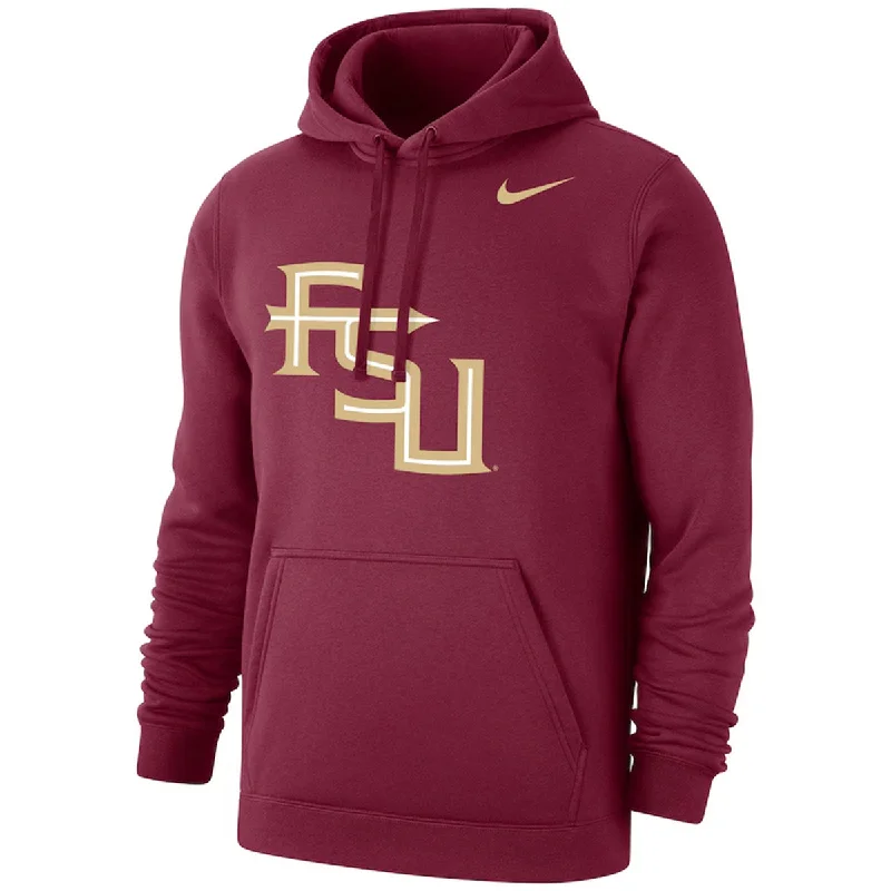 Men's hooded sweatshirt with embroidery designNike Men's Stacked FSU Club Fleece Hood - Garnet