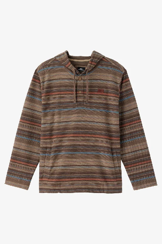 Men's minimalist hooded sweatshirtO'Neill Bavaro Stripe Poncho Sweatshirt-Chocolate Chip