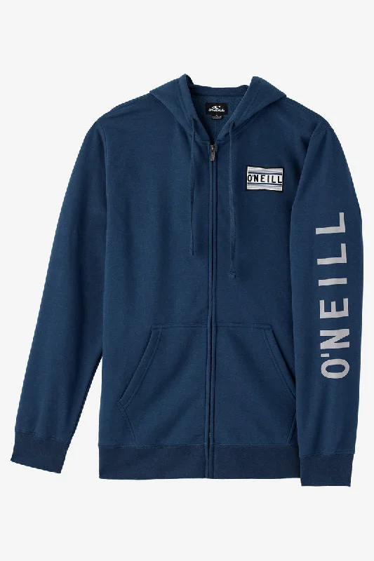 Men's hooded sweatshirt with ribbed cuffs and hemO'Neill Fifty Two Zip Sweatshirt-Midnight Navy