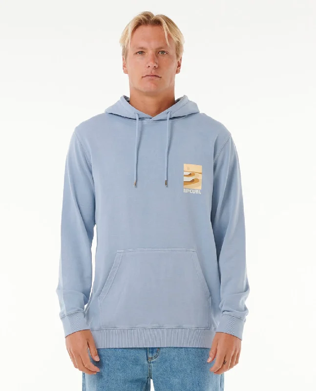 Men's high-neck hooded sweatshirtRip Curl Surf Revival Lined Up Hooded Sweatshirt-Spray Blue