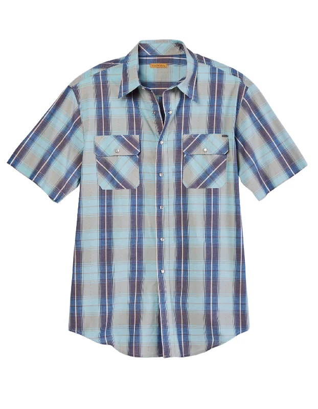 men's graphic tee with sloganMENS SHORT SLEEVE SNAP VINTAGE DOBBY PLAID WESTERN SHIRT