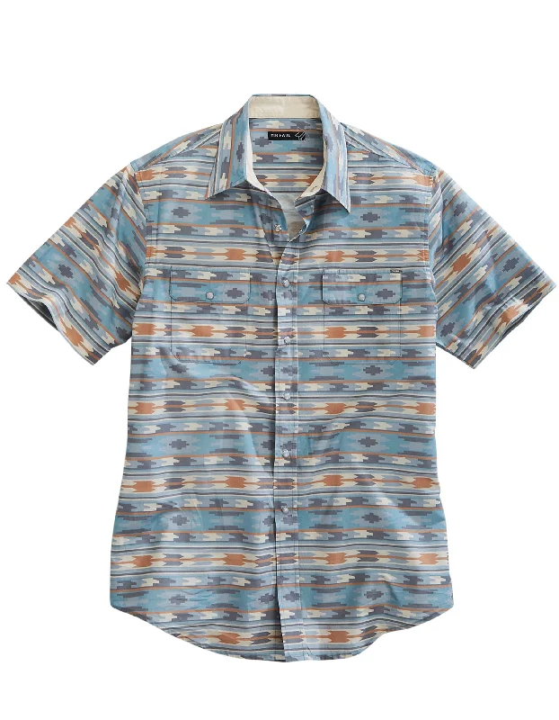 men's Hawaiian print short-sleeve shirtMENS SHORT SLEEVE SNAP GHOST AZTEC WESTERN SHIRT