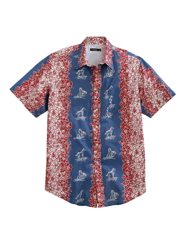 men's slim-fit chambray shirtMENS SHORT SLEEVE SNAP PANIOLO TROPICAL WESTERN SHIRT