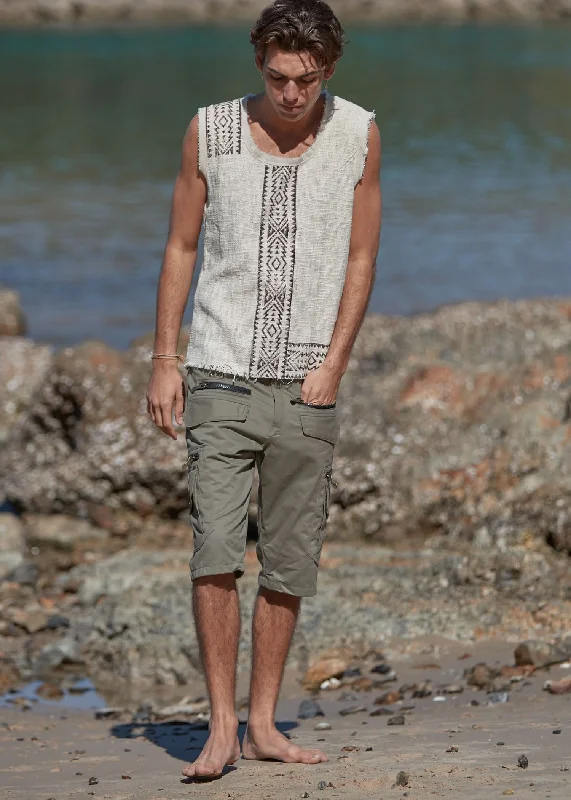 men's crewneck sweater with pockets and ribbed edgesMandala Tank Top - Aztec Prints