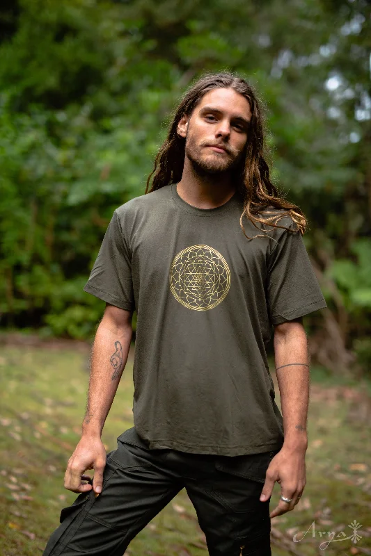 men's moisture-wicking tee with sun protectionSri Yantra Hatha T-Shirt - Green