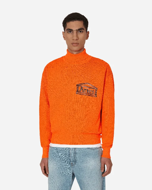 men's printed graphic teeTemple Fluro Turtleneck Sweater Orange