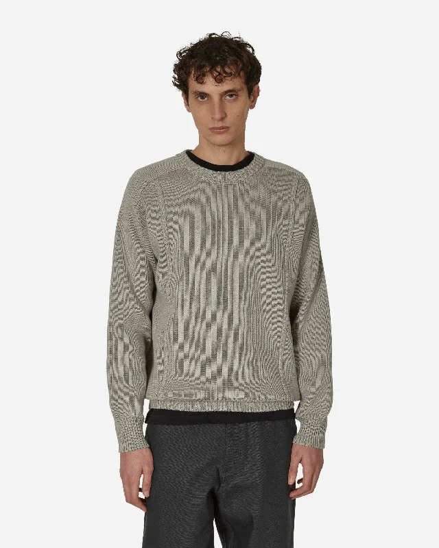 men's quarter-zip fleece pulloverEmbossed Crewneck Knit Sweater Pale Grey