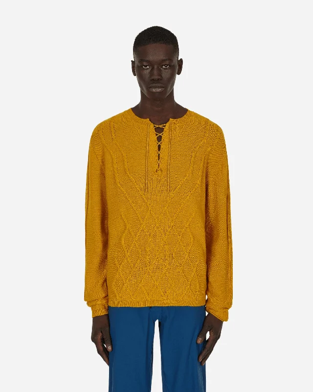 men's slim-fit button-down shirt with French cuffsItten Cable Knit Yellow